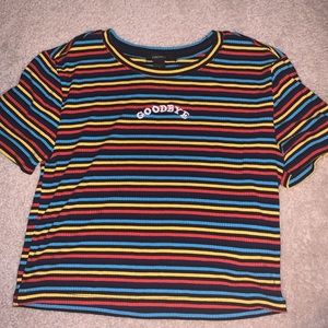 Forever 21 Multi-Striped Graphic T Shirt
